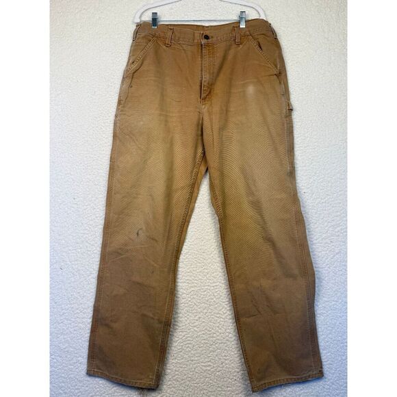 Carhartt Mens B11 Brown Loose Fit Carpenter Thrashed Work Wear Pants 36x34 - Picture 1 of 10